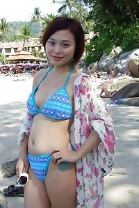 Spicy asian swimsuit wife